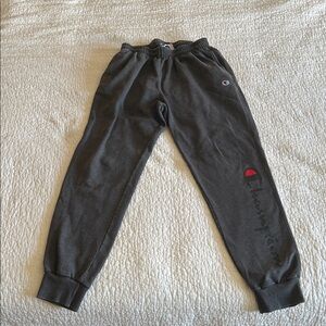Champion Men's Charcoal Sweatpants with Red Logo Accent